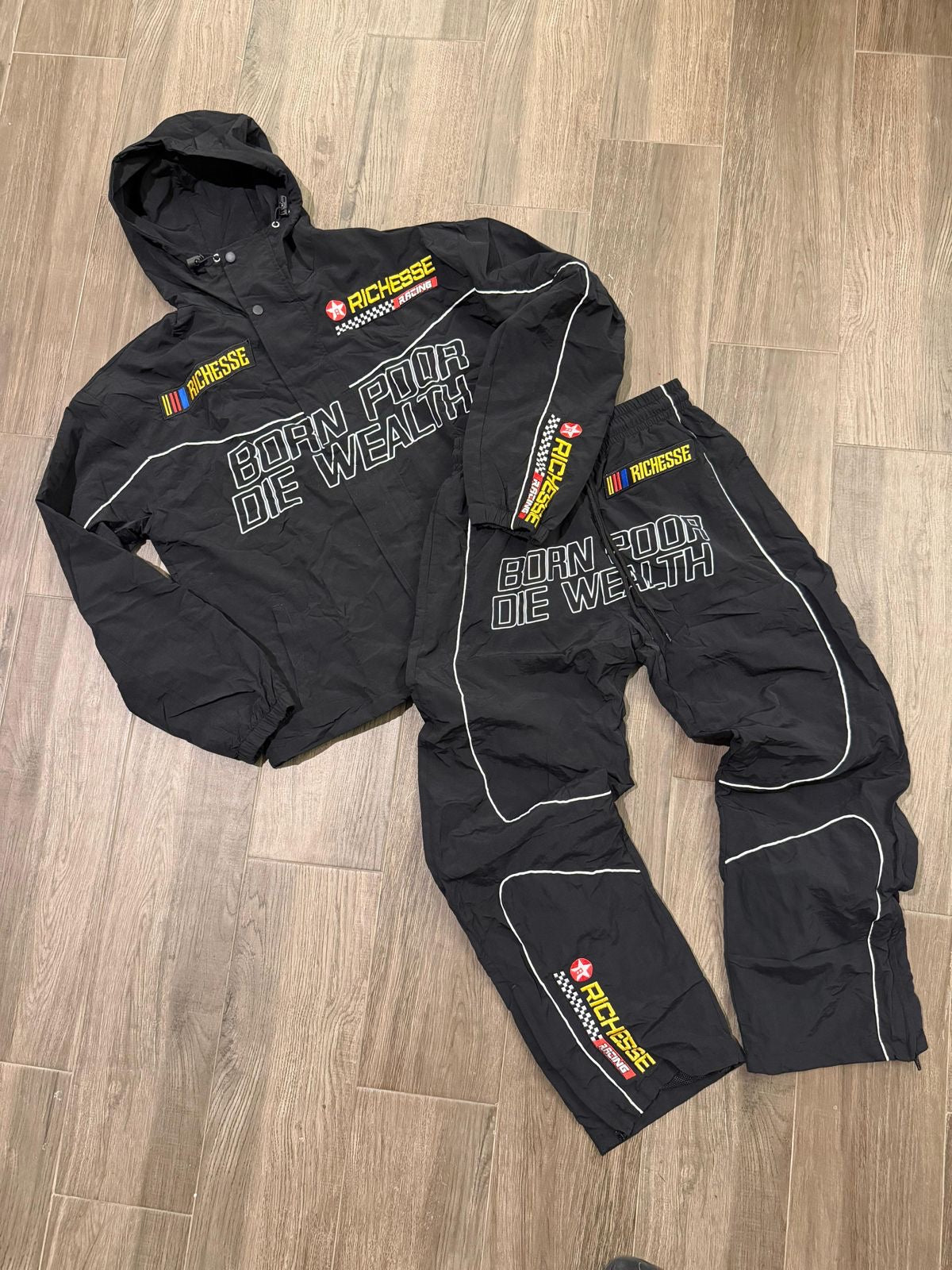 Nylon Racer Born Poor Die Wealthy Tracksuit (WILL SHIP DEC.8th)