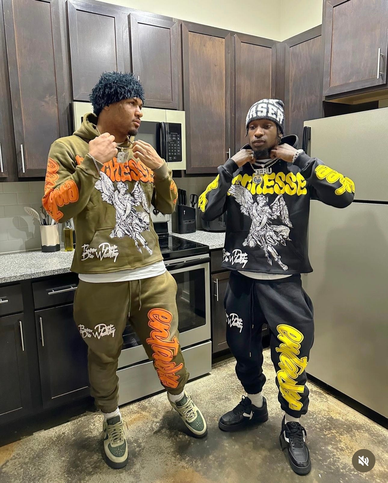 Black/yellow Angel sun faded sweatsuits