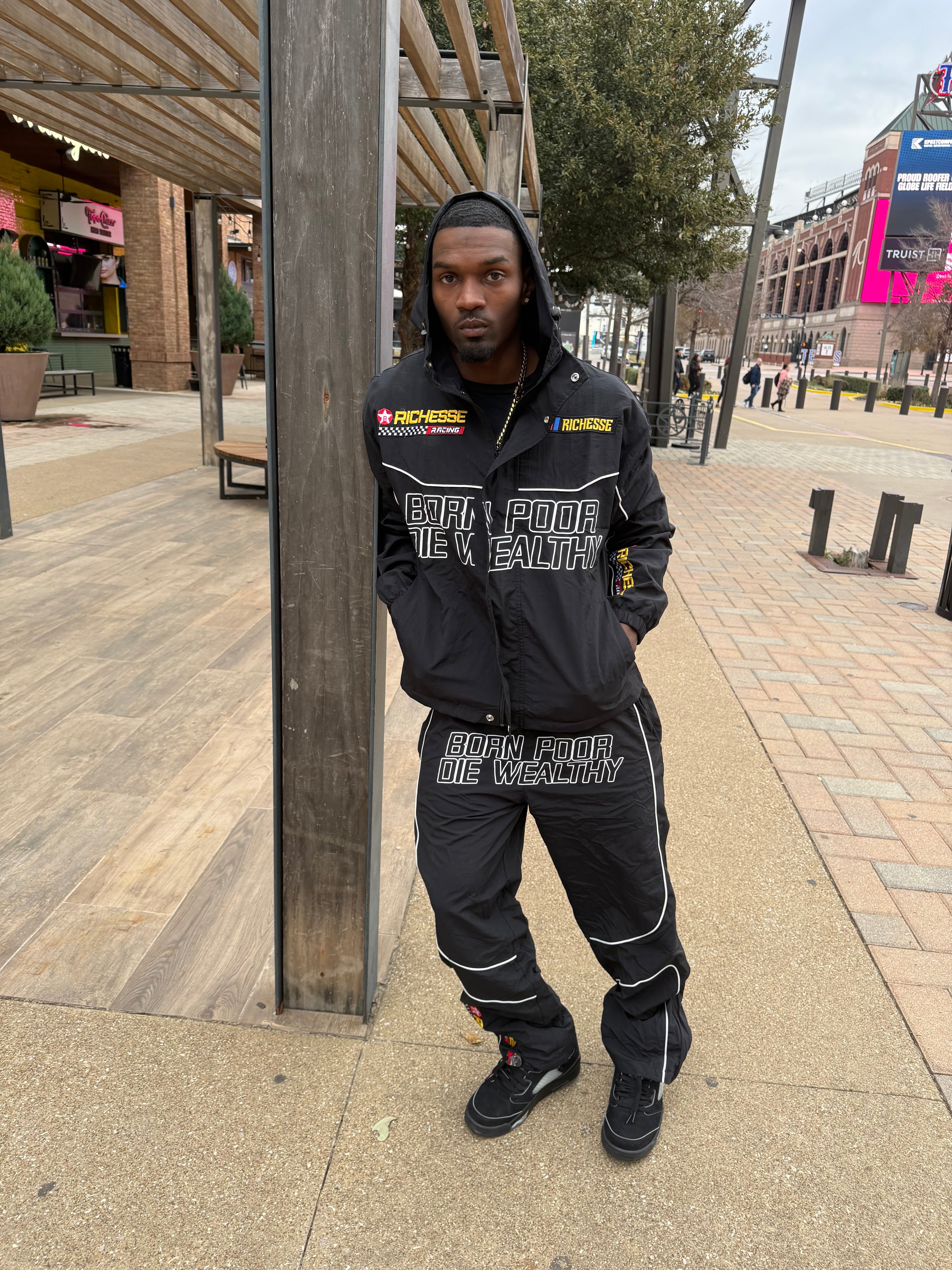 Black Racer Born Poor Die Wealthy Tracksuit