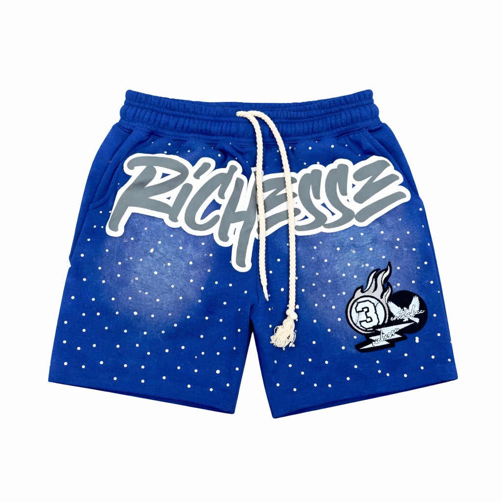 Richesse Rhinstone Shorts Blue