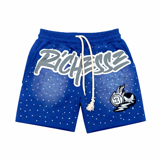 Richesse Rhinstone Shorts Blue