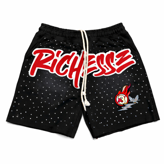 Richesse ‘Bred’ Rhinestone Shorts (Will Ship 6/12)