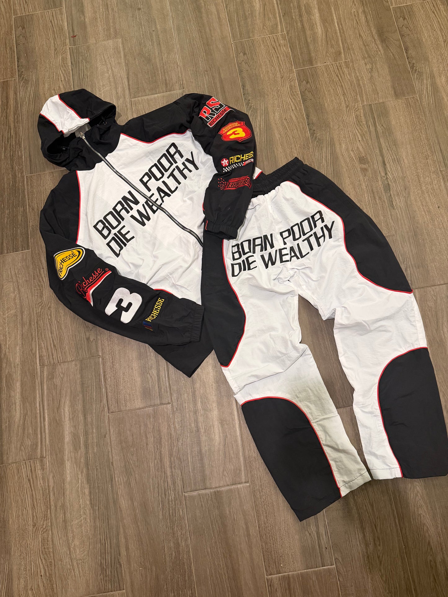 White Racer Born Poor Die Wealthy Tracksuit