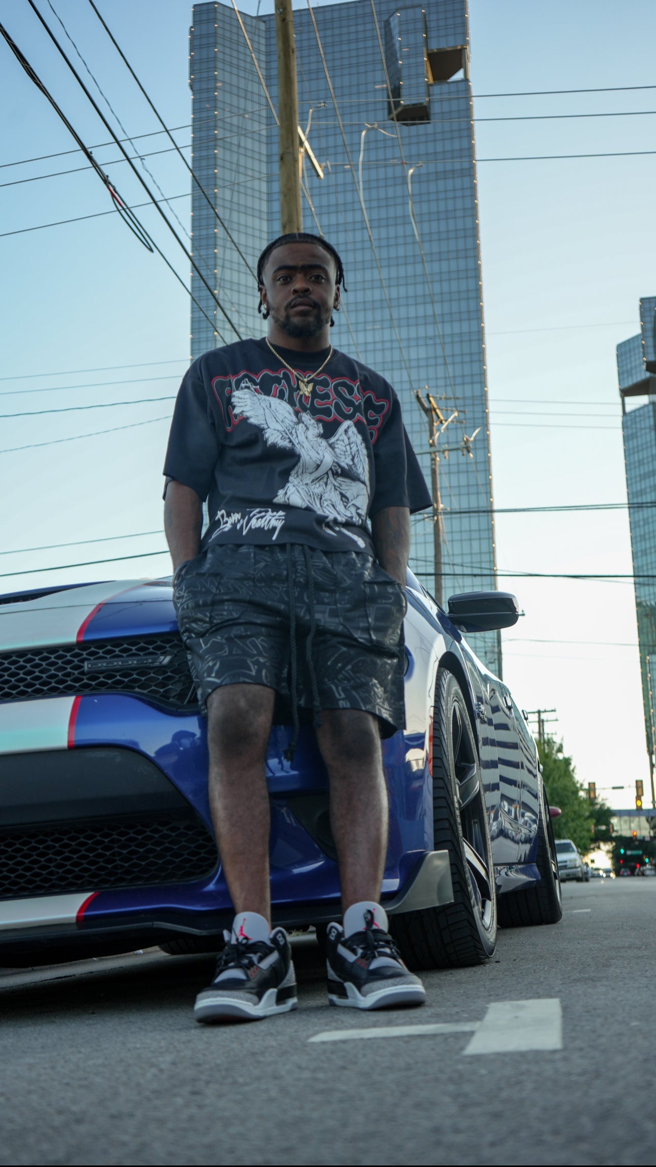 Black graffiti shorts