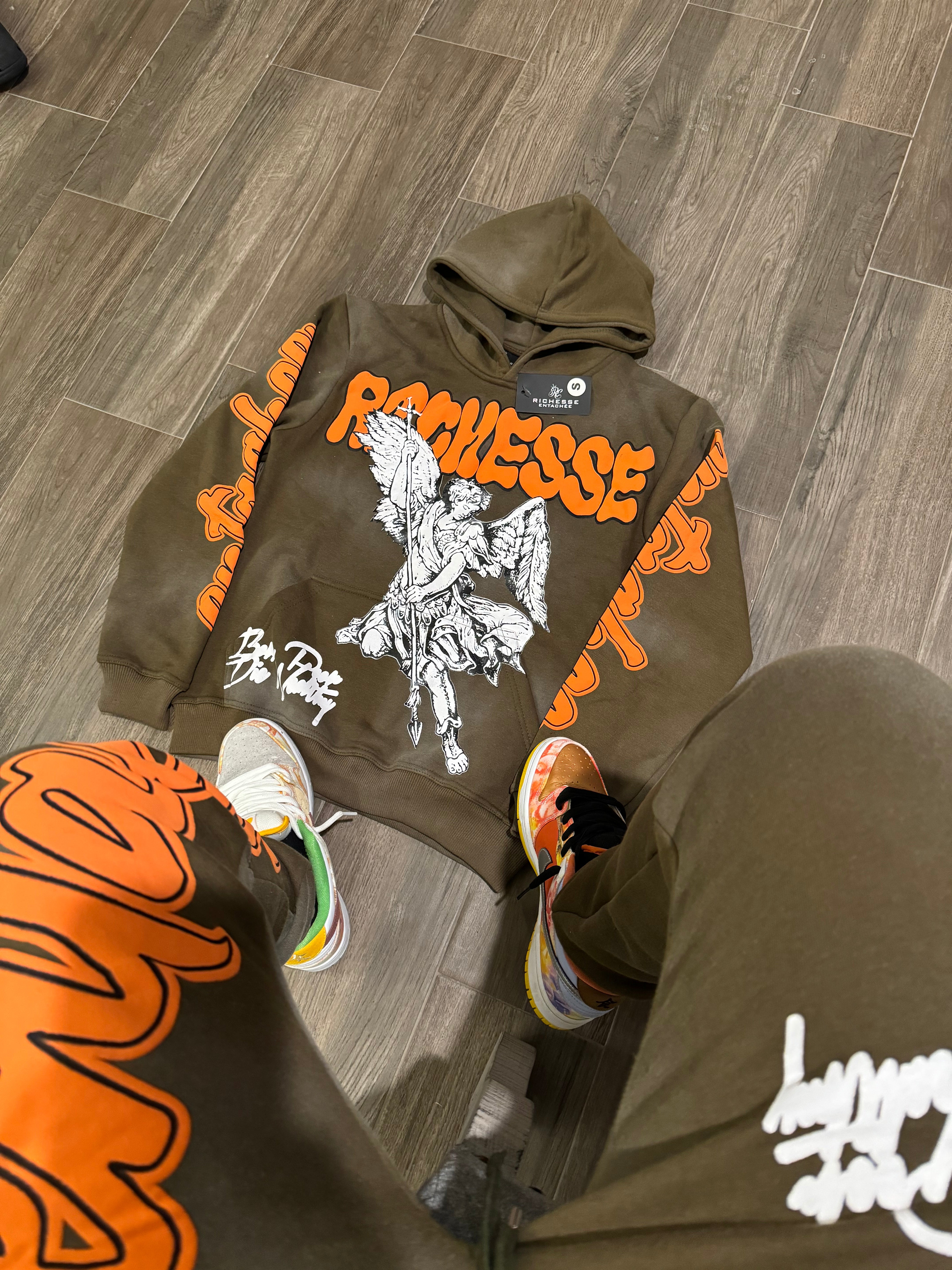 Green/orange Angel sun faded sweatsuits