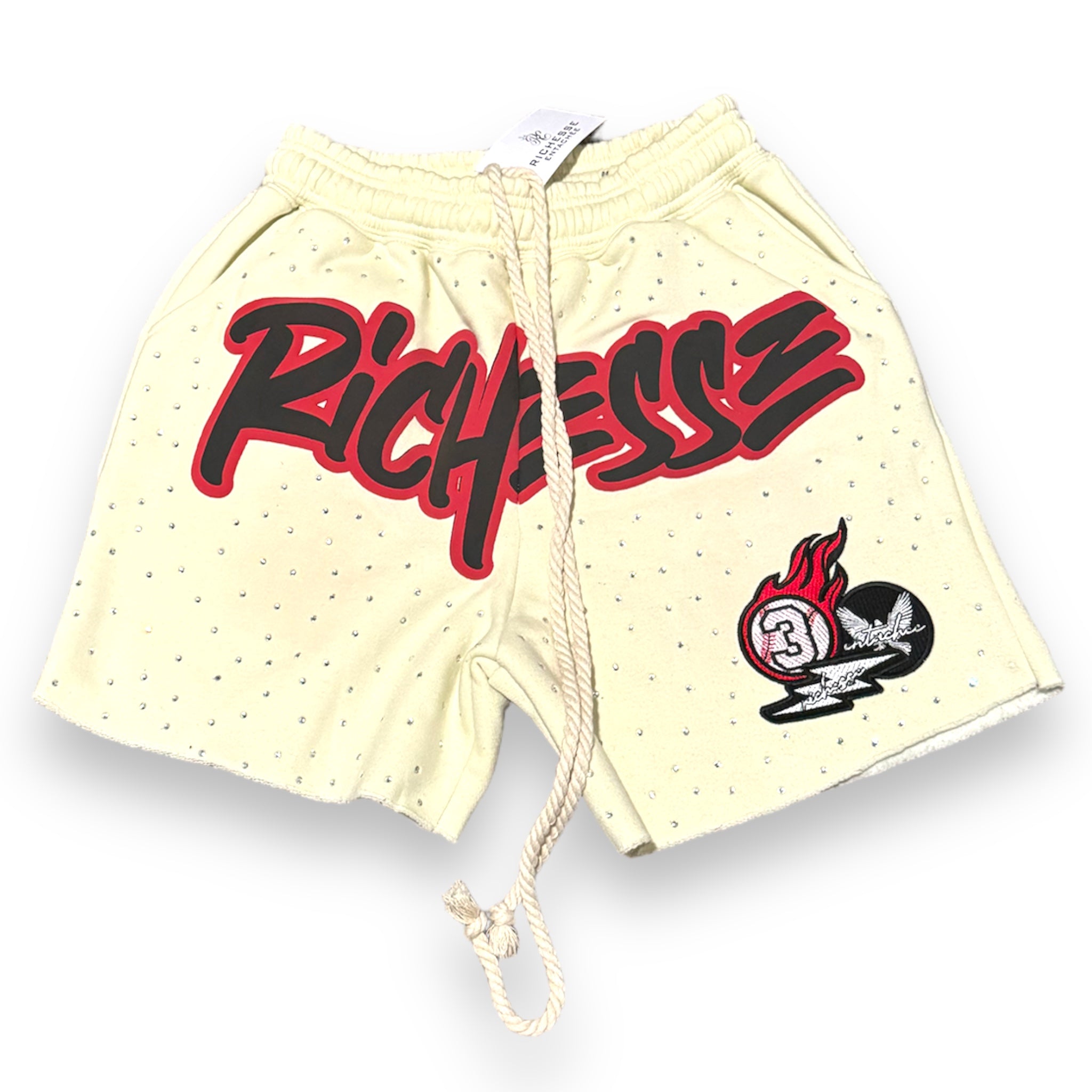 Richesse Rhinstone Shorts Cream