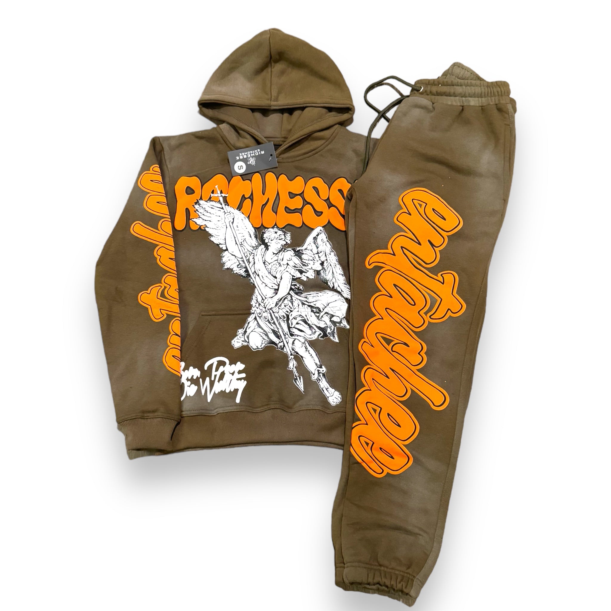 Green/orange Angel sun faded sweatsuits