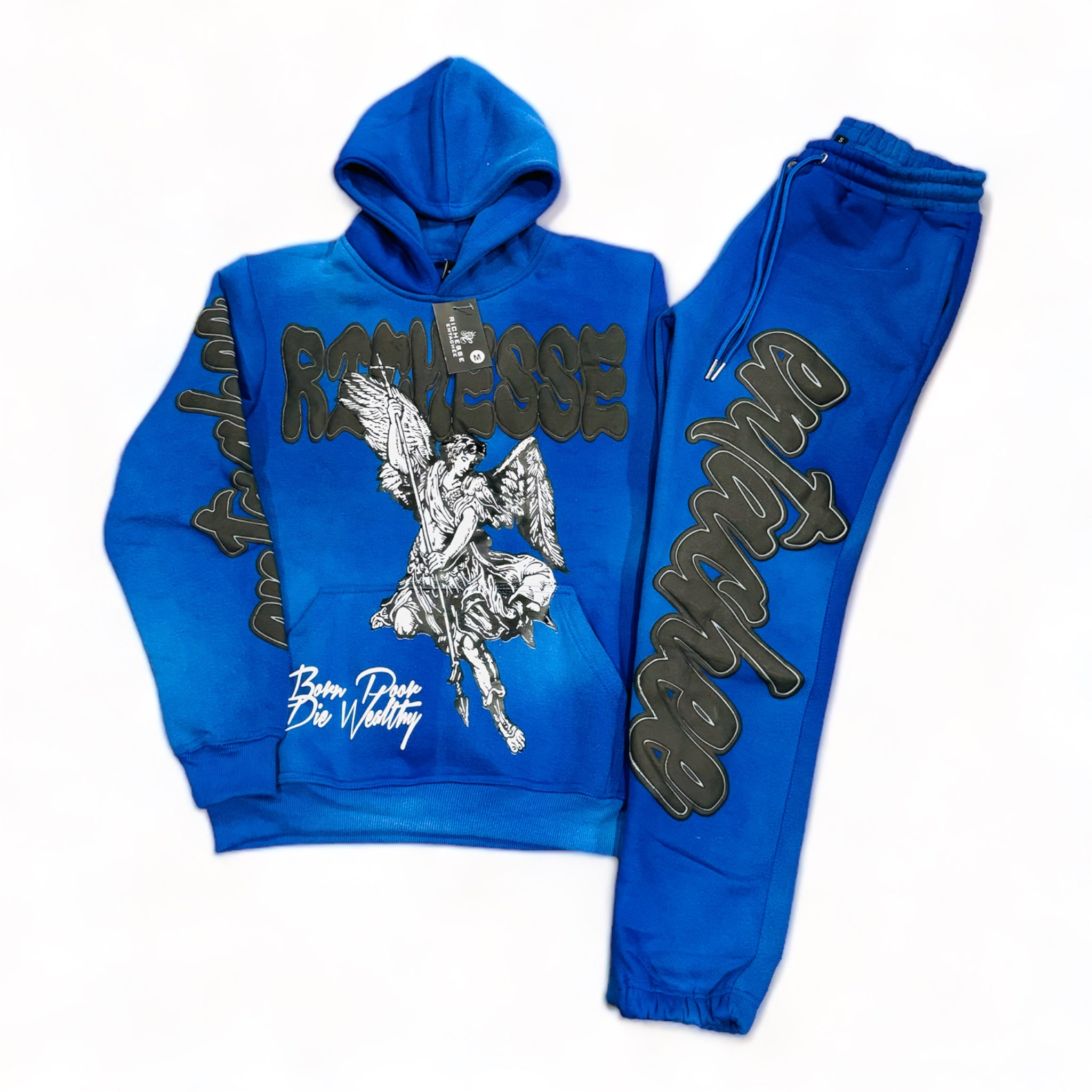 Blue/black Angel sun faded sweatsuits