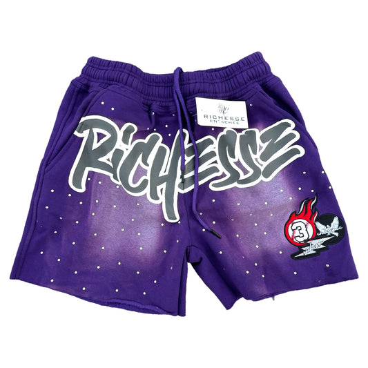 Richesse Rhinestone Shorts Purple