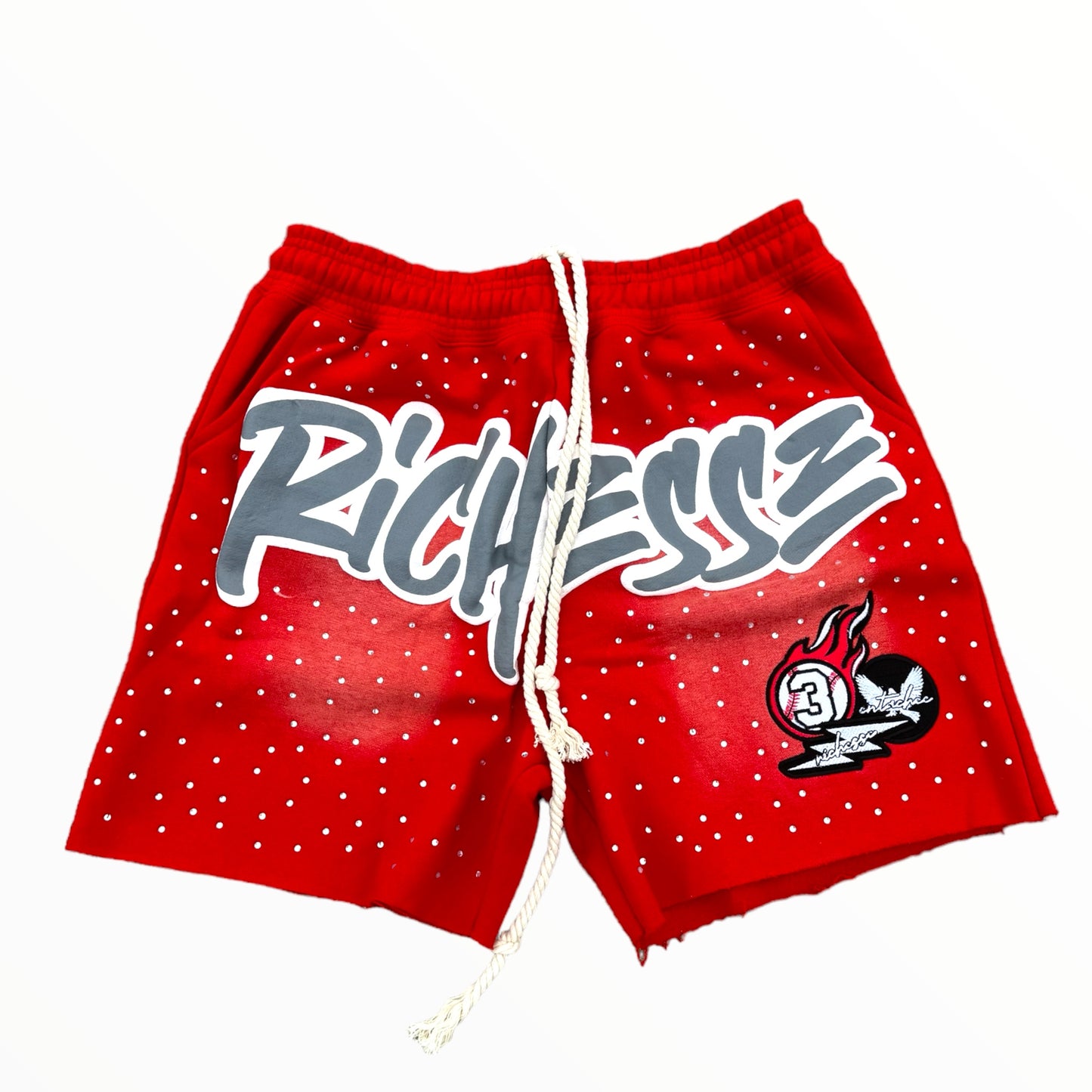 Richesse Rhinestone Shorts Red