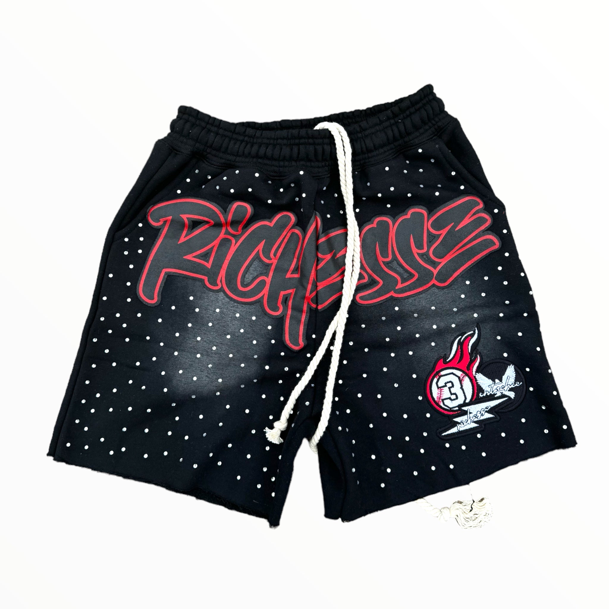 Richesse Rhinestone Shorts Black