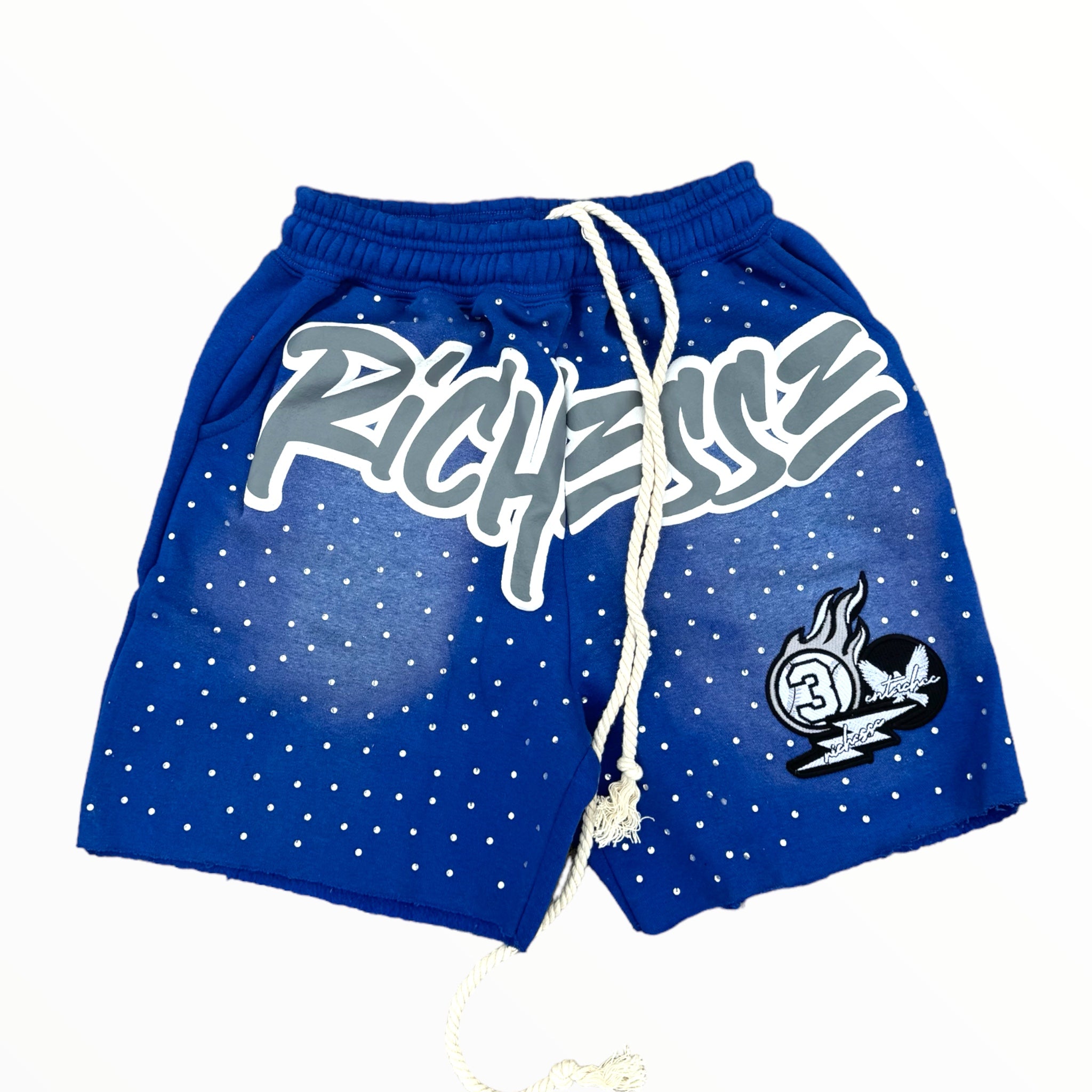 Richesse Rhinstone Shorts Blue