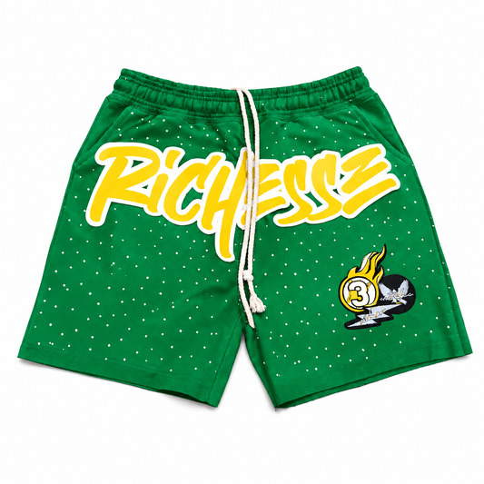 Richesse Rhinstone Shorts Green