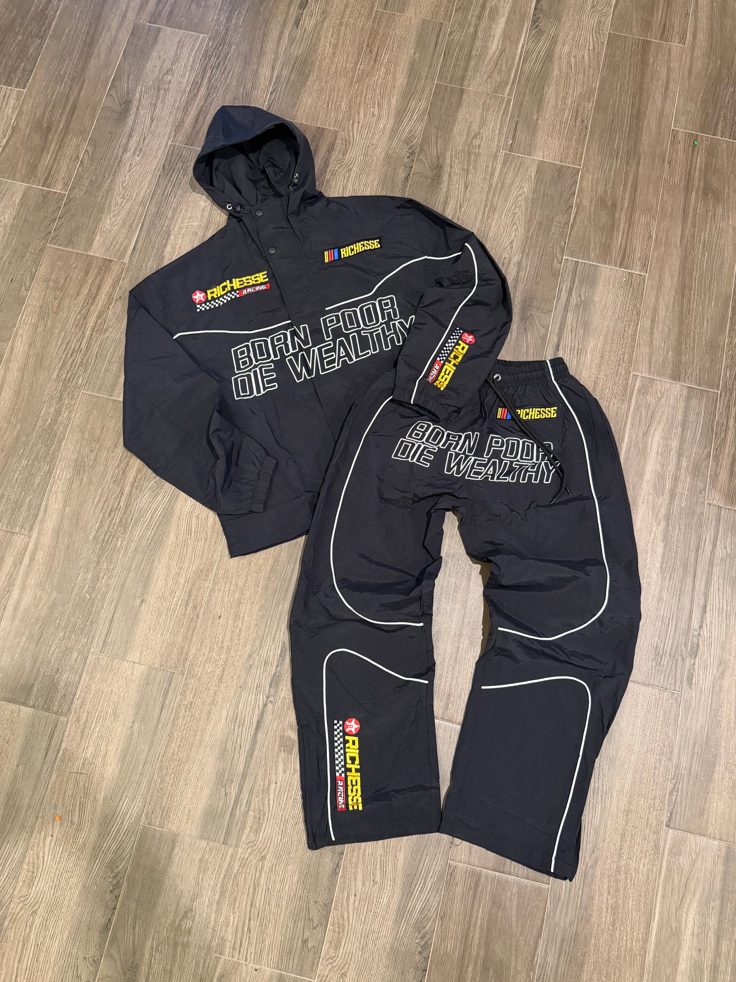 Black Racer Born Poor Die Wealthy Tracksuit